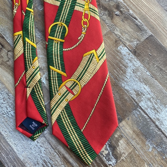 Polo Ralph Lauren silk hand made in USA red green rare tie - Picture 2 of 9